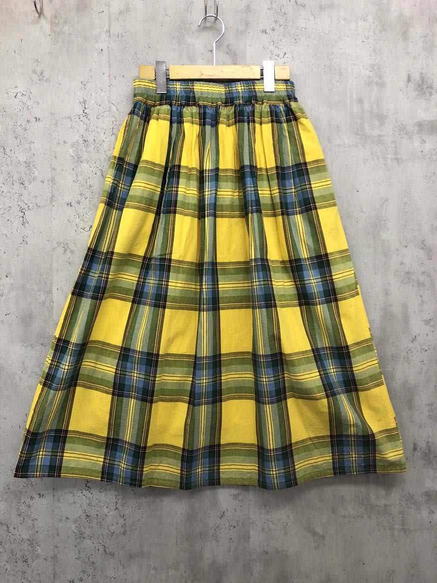 ゆうパケットOK ichi イチ LT/V181103 ロング チェック スカート 黄系 ■■◎ ☆ fic4 レディース拍卖