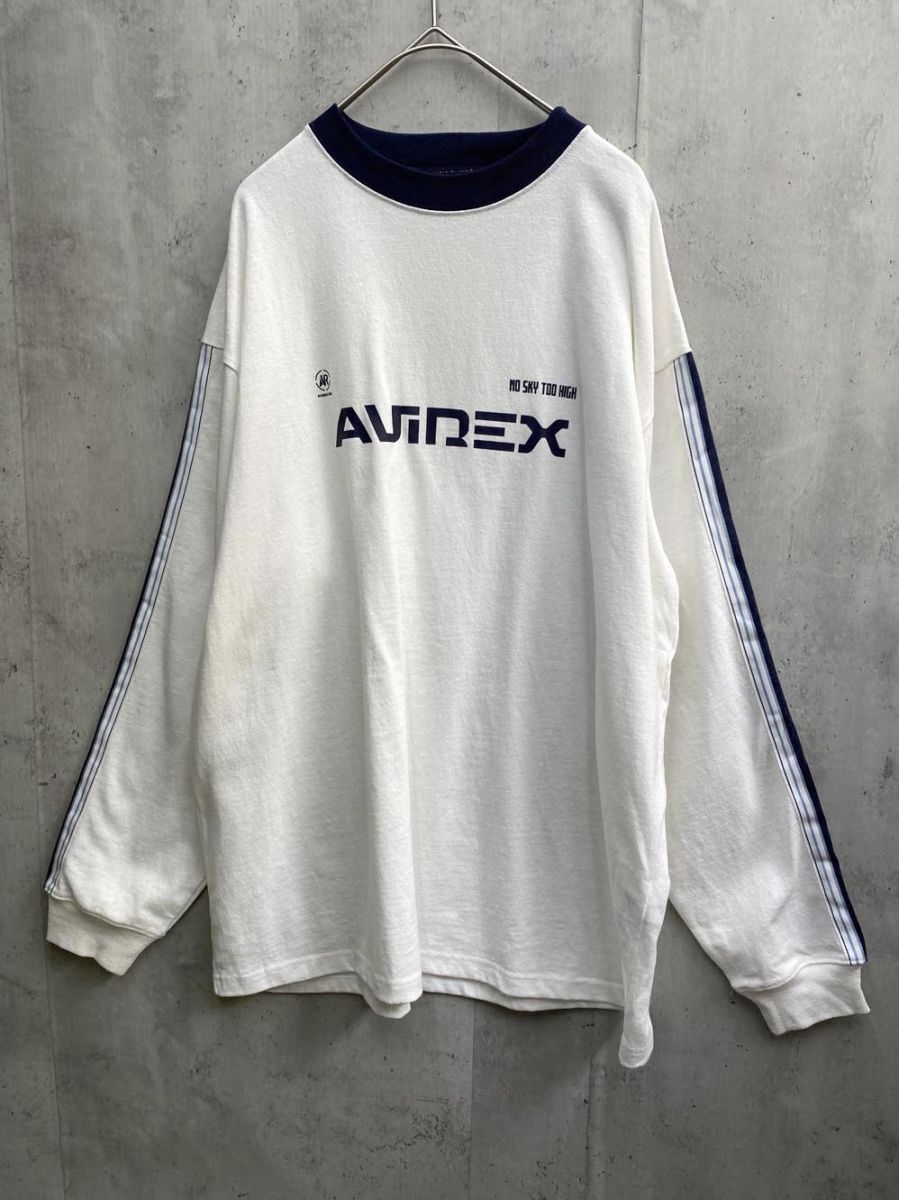 ゆうパケットOK AVIREX アヴィレックス スリーブサイドライン 長袖 Tシャツ sizeM/ホワイト ◇■拍卖