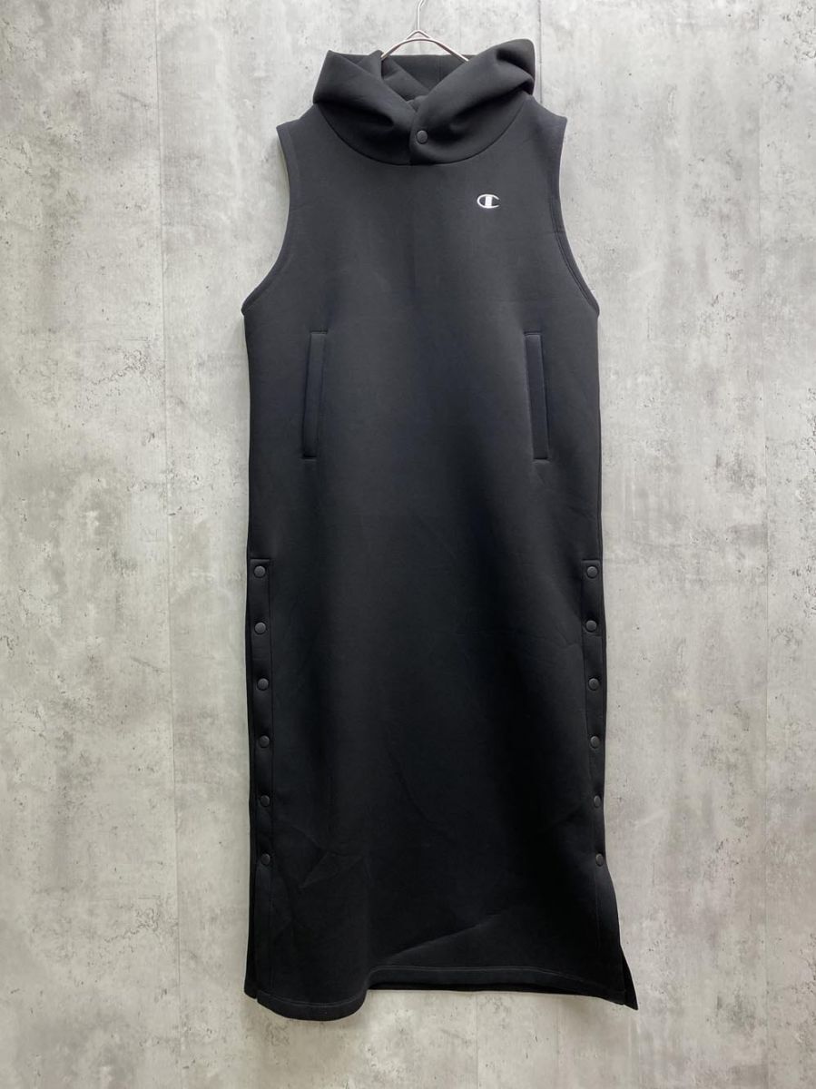 Champion チャンピオン ノースリーブ フード ワンピース sizeM/黒 ◇■拍卖