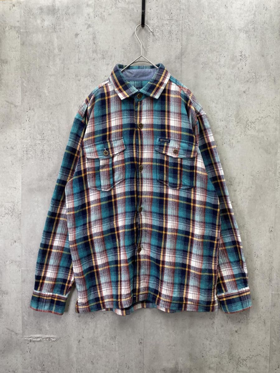 CHAPS RALPH LAUREN チャップス ラルフローレン チェック ネル シャツ sizeM/グリーン ◇■拍卖