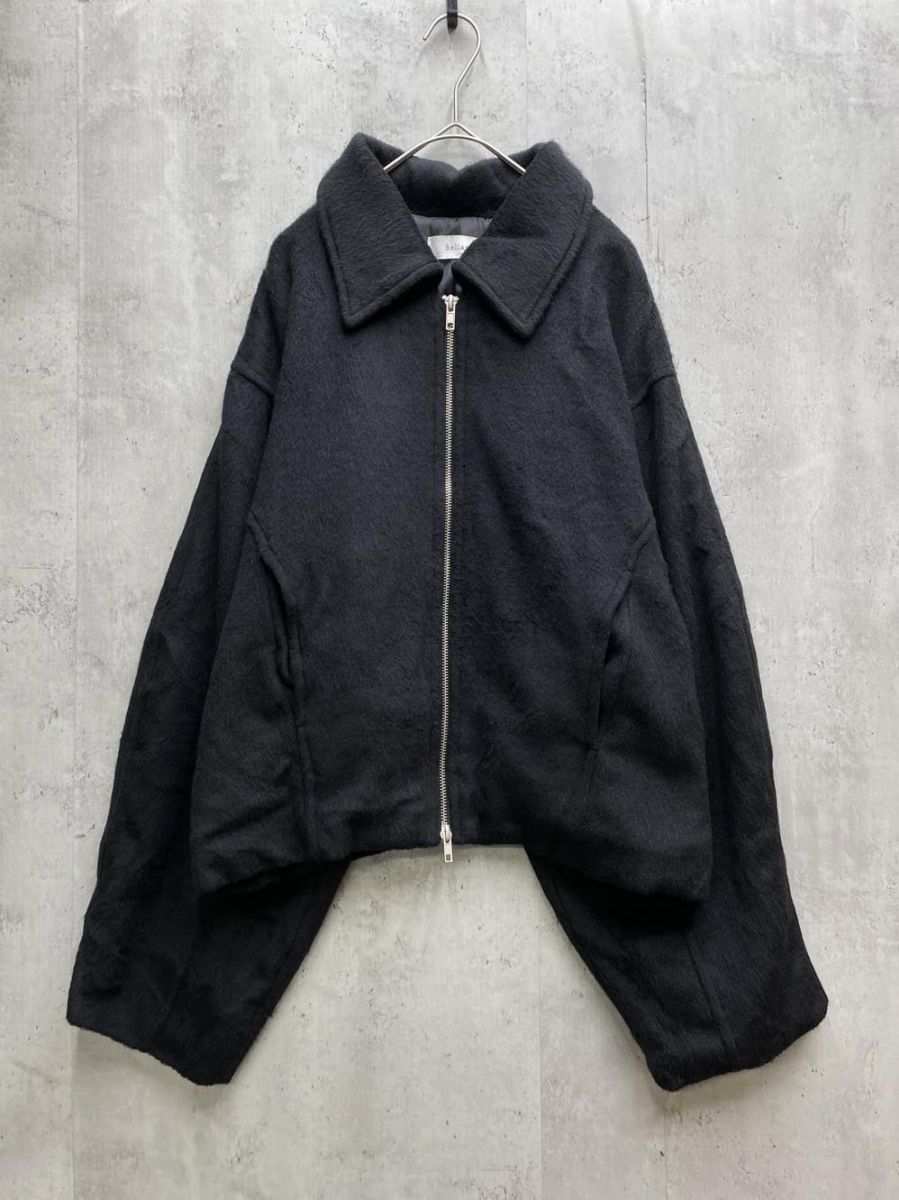 hellam ヘラム フェイクビーバー ショート丈 Wジップ ブルゾン ジャケット sizeF/黒 ◆■拍卖