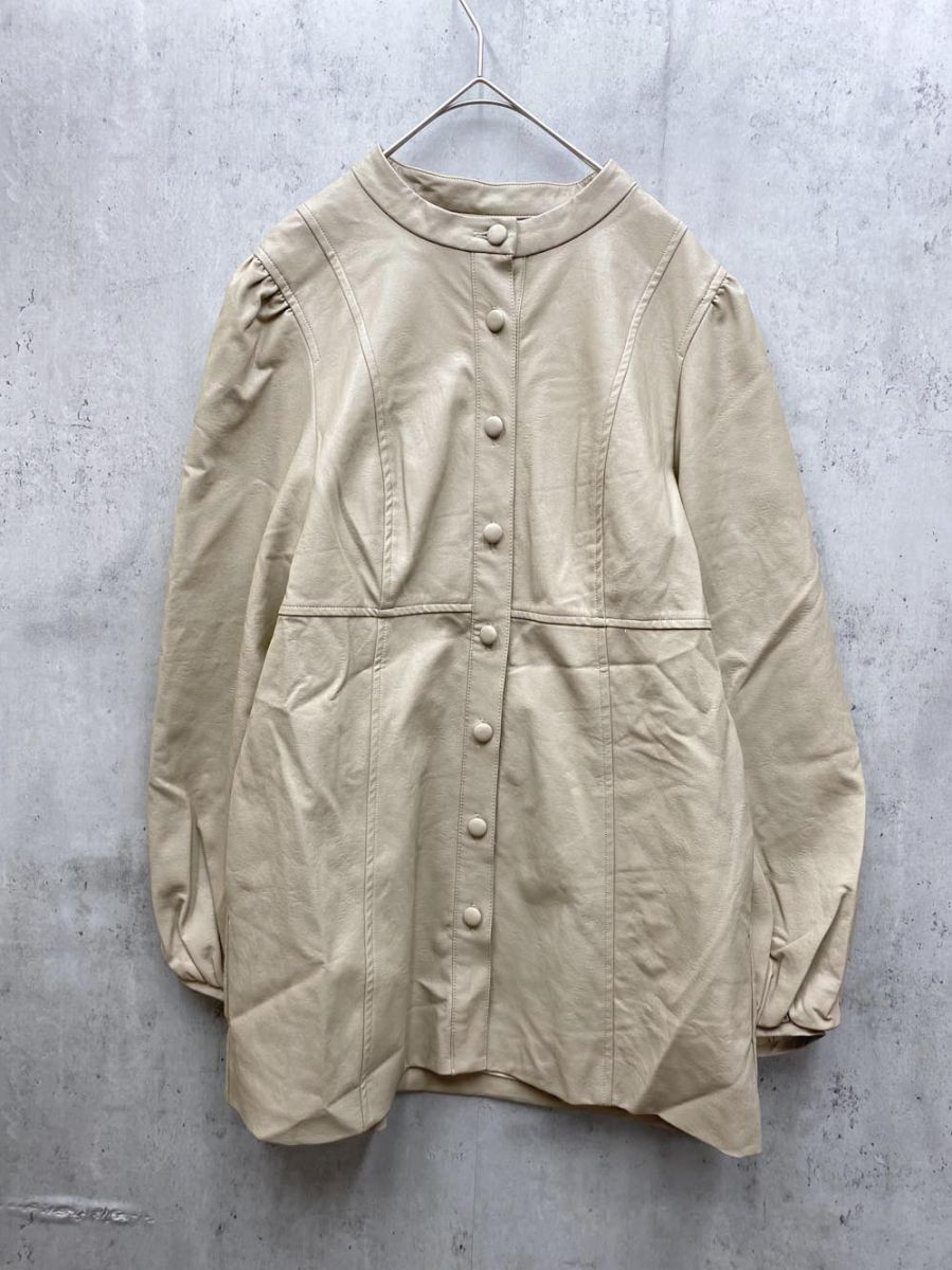LA BELLE ETUDE ラベルエチュード Belle vintage フェイクレザー ハーフ ジャケット size0/ベージュ ◆■◎拍卖