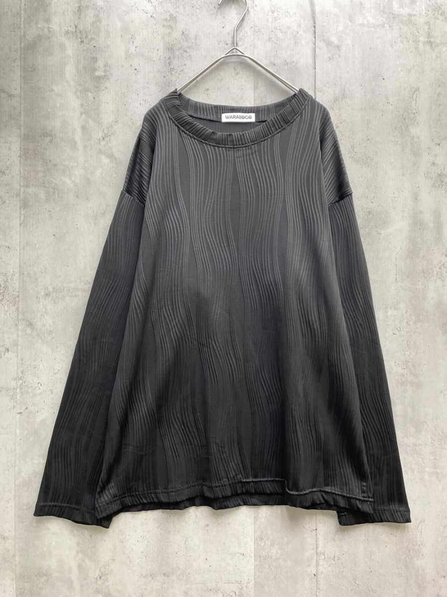 ゆうパケットOK 美品 WARAIJOGO ワライジョウゴ 変形リブ 長袖 Tシャツ 黒 ◇■拍卖