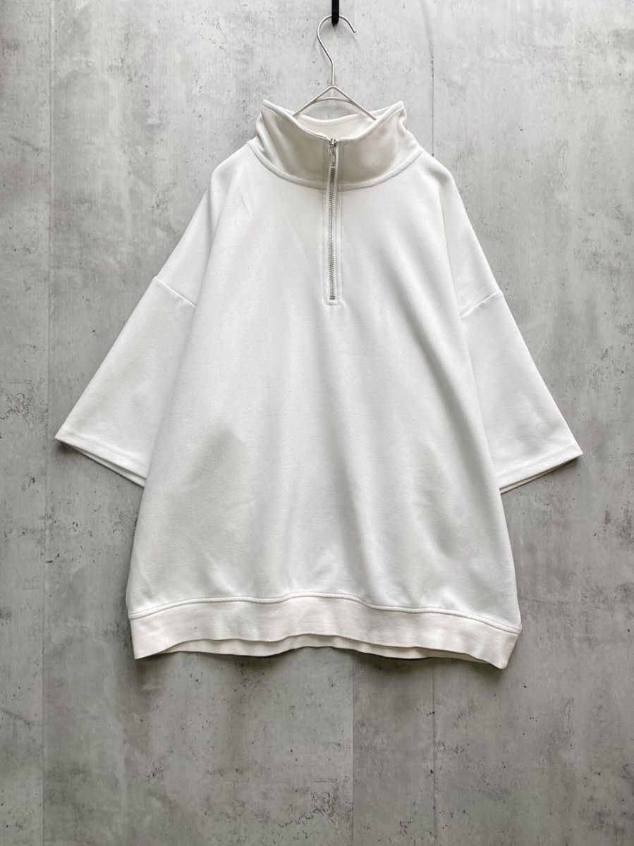 ゆうパケットOK CLEL クレイル CLEsc772 Half Zip Design Half Sleeve Pullover sizeS/オフホワイト ◇■拍卖