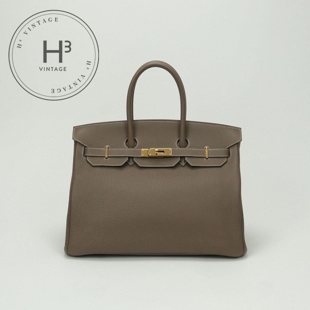 エルメス HERMES バーキン35 バーキン 35 バッグ トートバッグ トゴ エトゥープ Etoupe グレー ゴールド金具拍卖