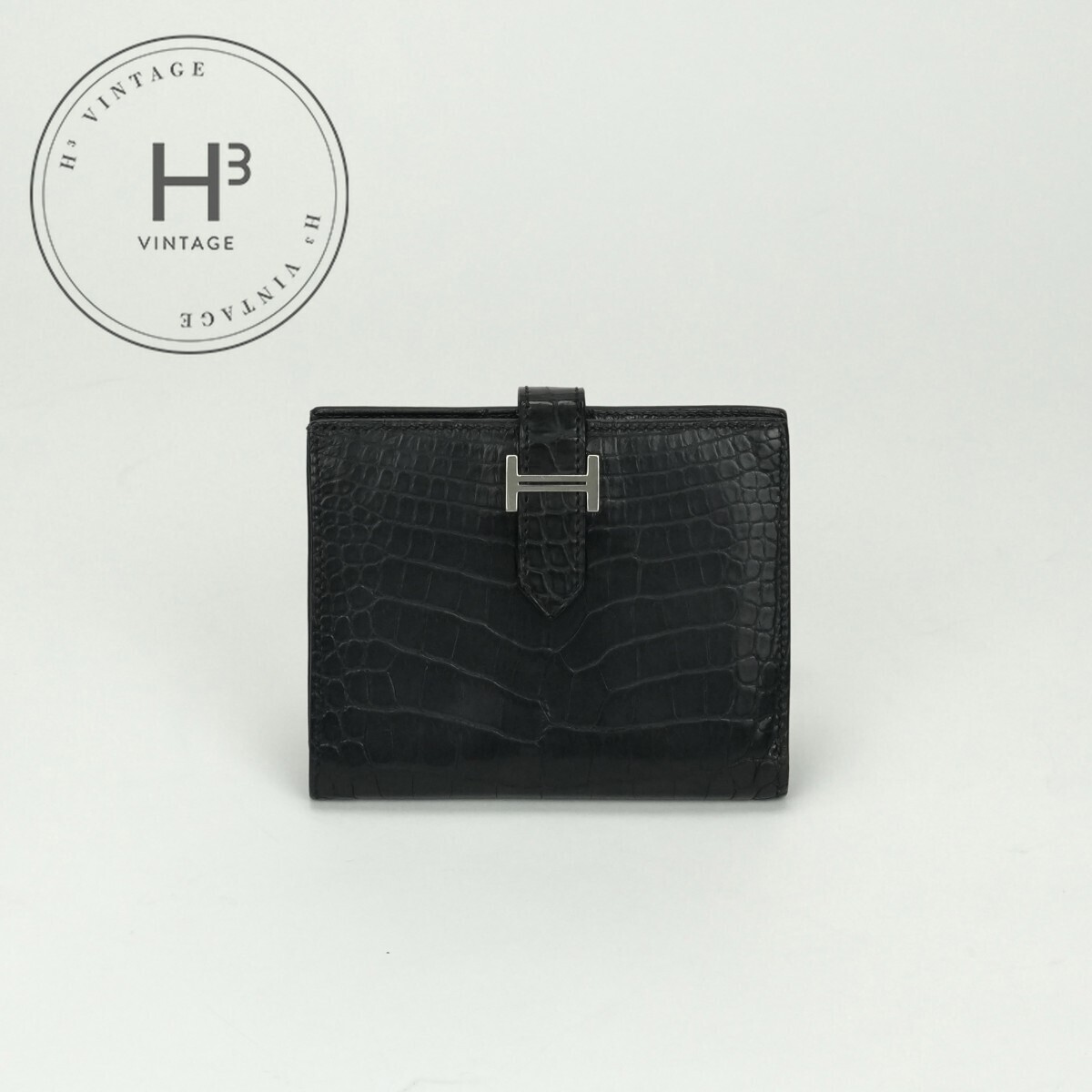 エルメス HERMES ベアンコンパクト ベアン コンパクト 財布 二つ折り財布 ミニ財布 ミニウォレット アリゲーターマット拍卖