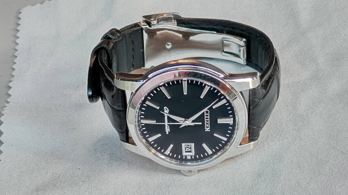CITIZEN ザ・シチズン クロノマスター クォーツ メンズ 腕時計 黒文字盤 純正革ベルト CTQ57-1204 / A660-T013368拍卖