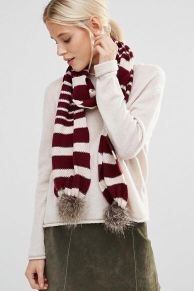 alice hannah ボーダー マフラー バーガンディー オフホワイト カレッジ アイビー beauty&youth zara ingni journal standard拍卖