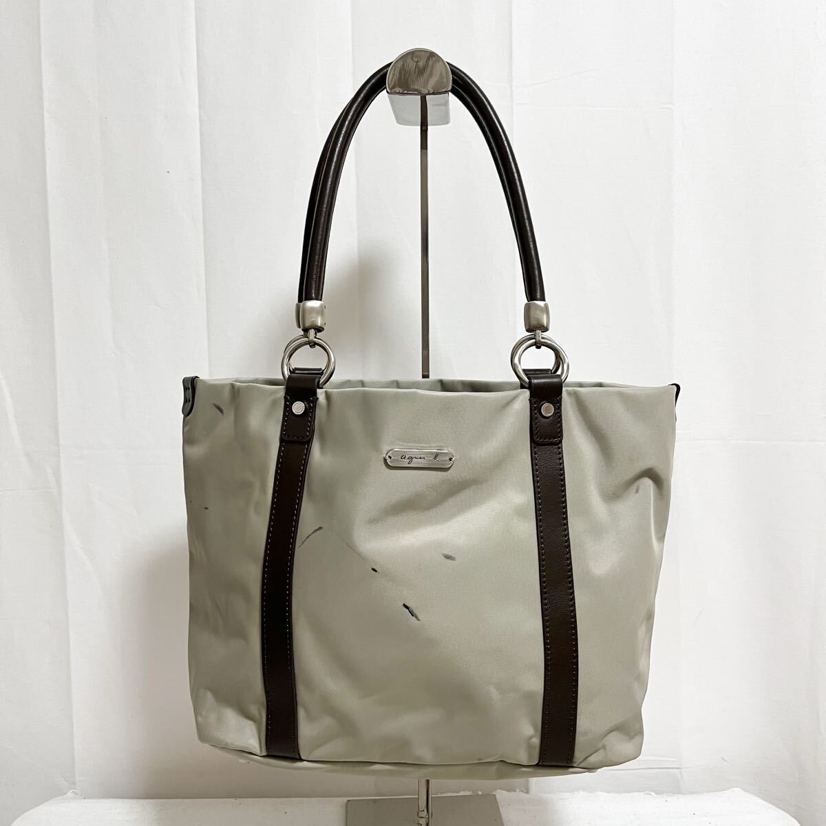 和837★ agnes b. VOYAGE アニエスベー ボヤージュ トートバッグ ハンドバッグ グレー レディース拍卖