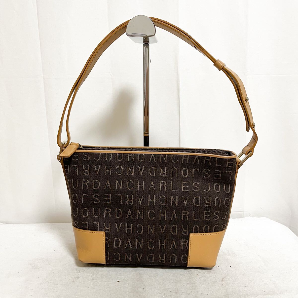 和842★ CHARLES JOURDAN シャルルジョルダン トートバッグ ハンドバッグ ロゴ柄 ブラウン レディース拍卖