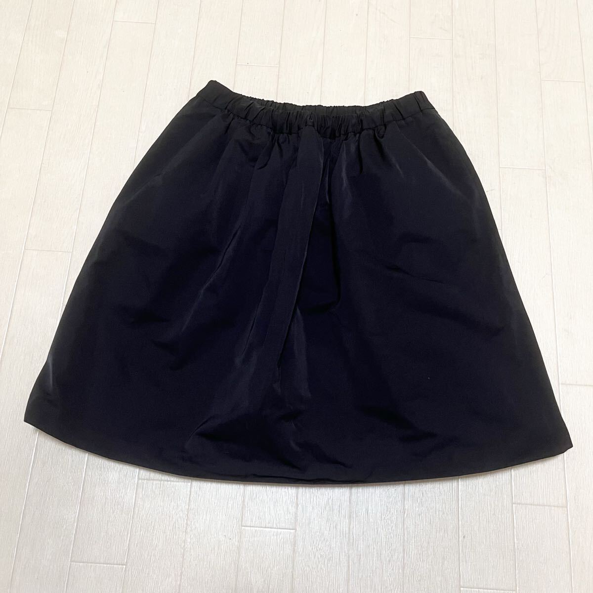 和845★ ROPE' ロペ フレアスカート 膝丈 ゴムウエスト カジュアル 40 ネイビー レディース拍卖