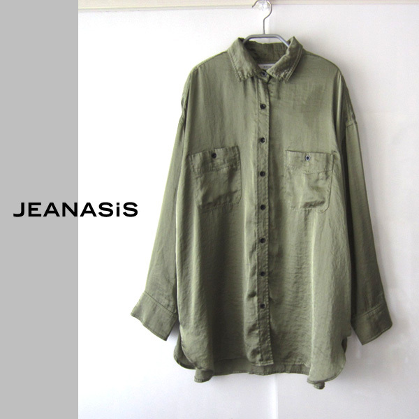 美品 JEANASIS/ジーナシス★ サテン オーバーサイズ 長袖シャツ F拍卖