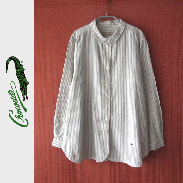 美品 CROCODILE/クロコダイル★ ストライプ 長袖シャツ拍卖