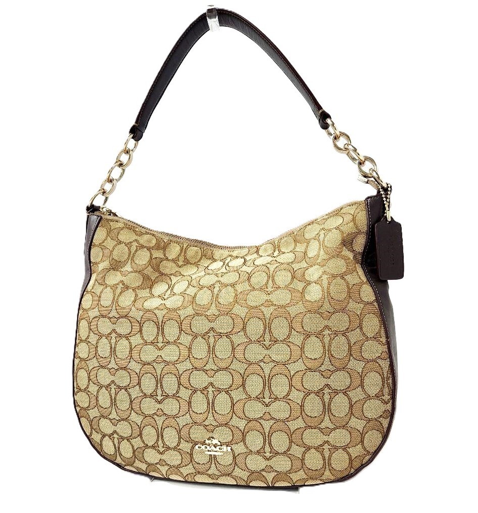【美品】COACH コーチ 2WAY ショルダーバッグ ベージュ×ダークブラウン 37769【送料無料】拍卖