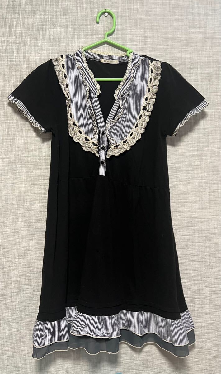 axes タグ付き 中古ウエストゴム切れ 黒ミニワンピース M相当 シンプル カジュアル きれいめ レディース アクシーズファム拍卖