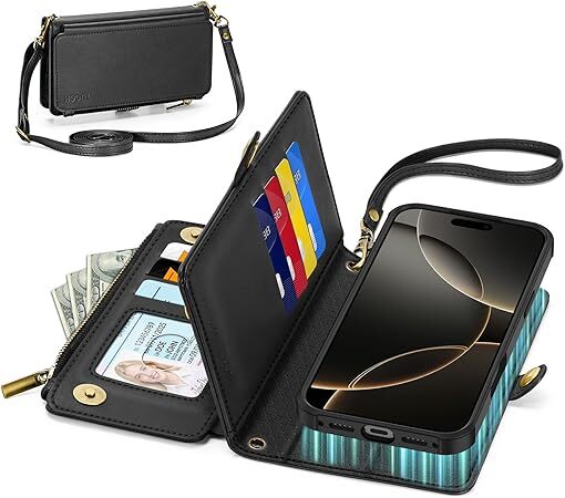 未使用 TUCCH iphone 17 Pro Max 対応 ケース 手帳型 2 in 1 分離式 6.9インチ ショルダー RFIDブロッキング スタンド機能 PU合皮 ブラック拍卖