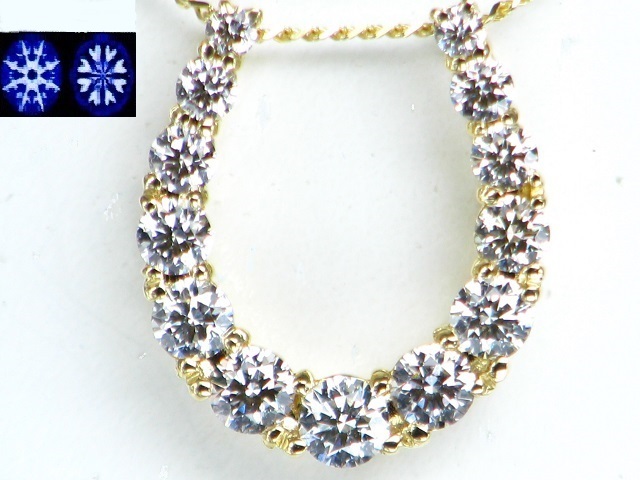 【宝石屋本舗】0.50ct ハート&キューピッド 天然ダイヤモンド K18 馬蹄型ネックレス(宝石鑑別カード付)拍卖