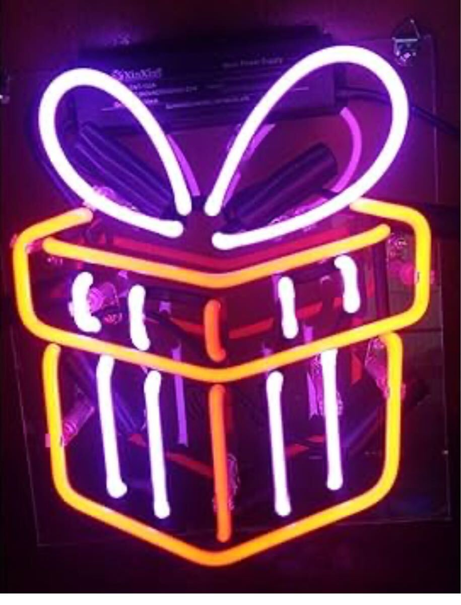 オリジナル ネオンサイン プレゼントボックス 多色ネオン インテリア 看板 オーダー ガレージ LED拍卖