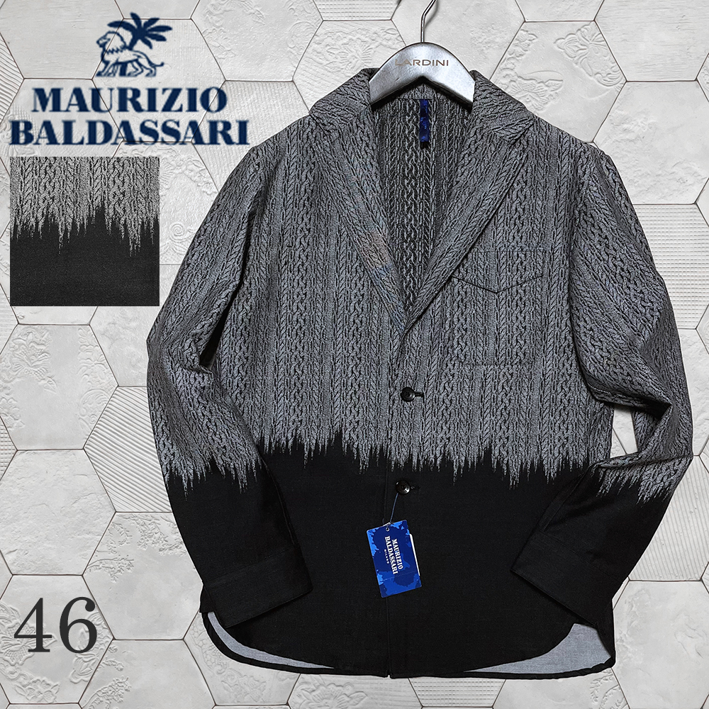 新品タグ付き 定価58,300円 マウリツィオバルダサーリ【MAURIZIO BALDASSARI】伊LEGGIUNO生地 グラデーションデザイン シャツジャケット 46拍卖