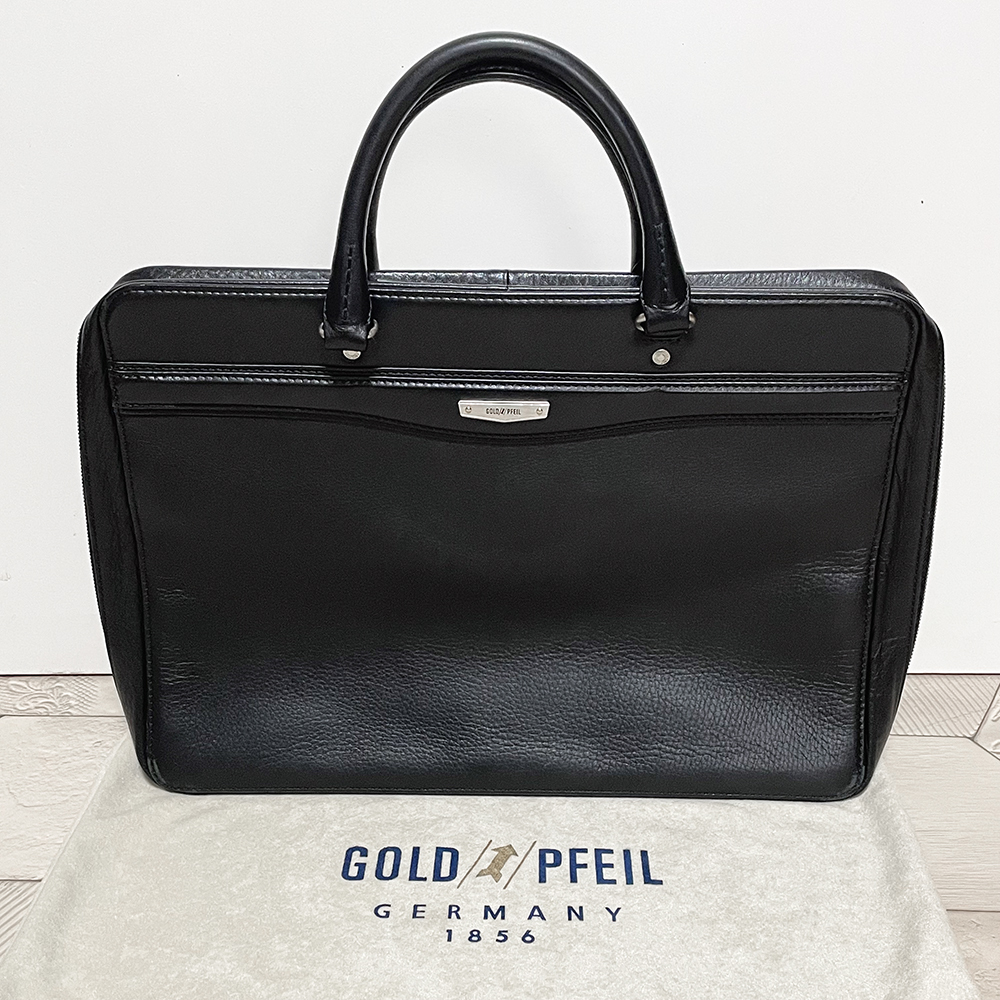 日本製 ゴールドファイル【GOLD PFEIL】adel アデール 牛革 ブリーフケース/ビジネスバッグ A4 黒 IKETEI拍卖