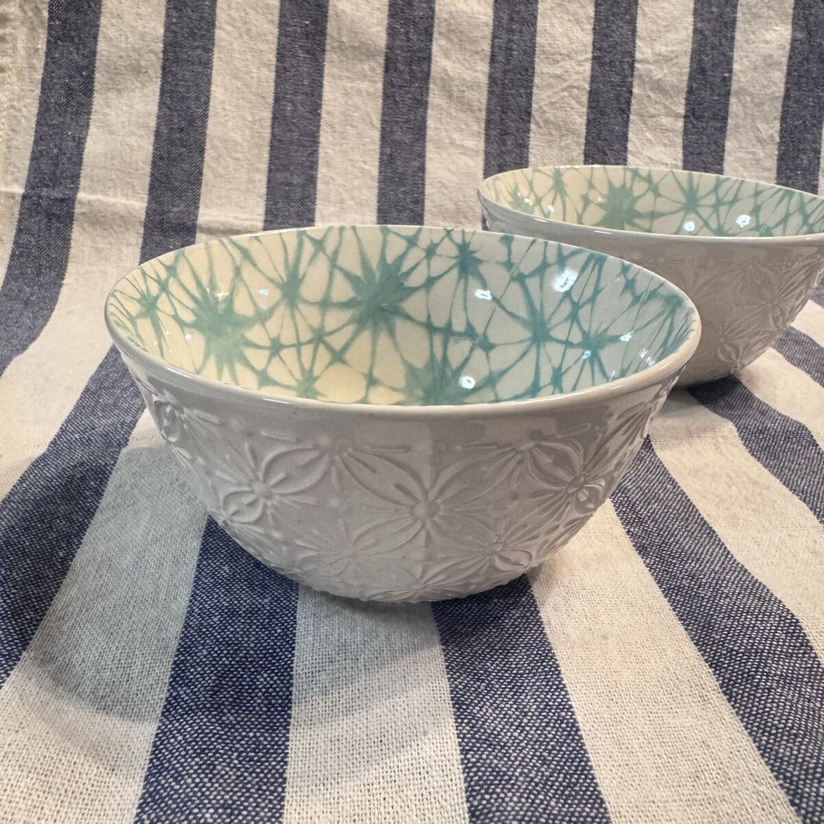 Signature Housewares Incorporated ボウル ホワイト ライトブルー 2個セット 洋食器 拍卖