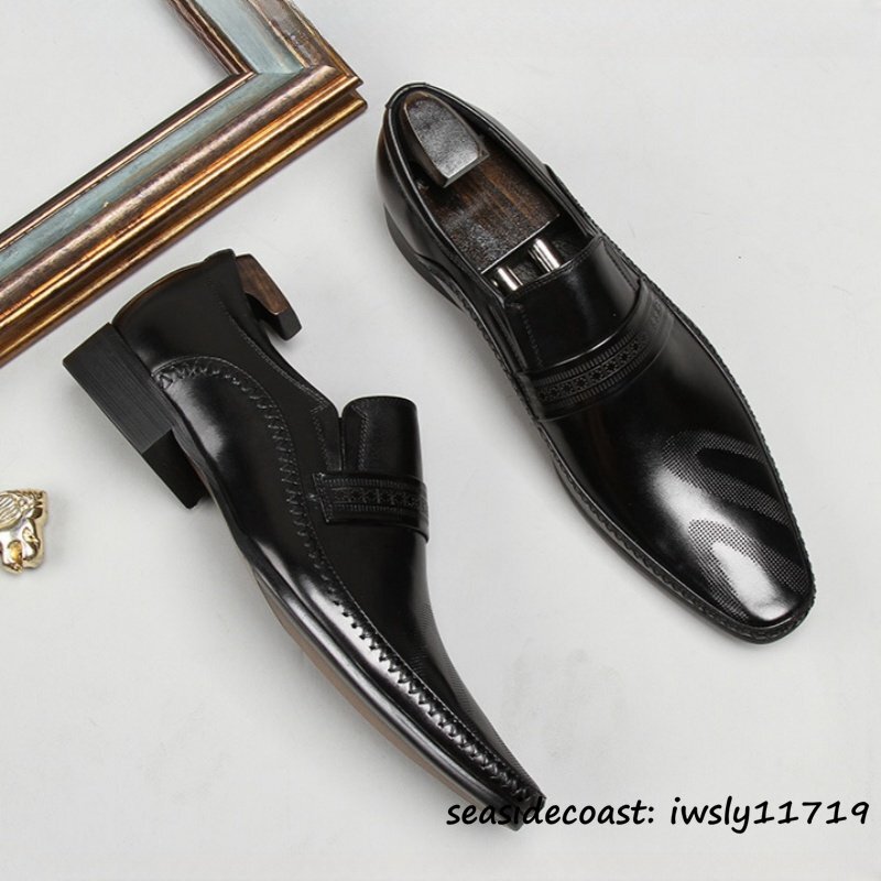 定価9万超■ローファー 本革 レザーシューズ 職人手塗り上げ ビジネスシューズ メンズ ドレスシューズ 革靴 牛革 紳士靴 ブラック 25.0cm拍卖