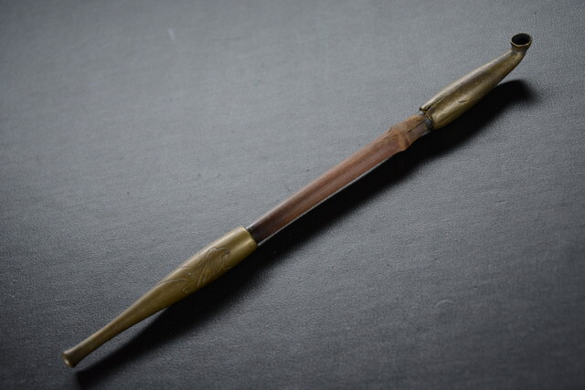 古い煙管 大振り 約292mm 0921-1 検索用語→Aレター150g10内煙管喫煙タバコ煙草提げ物提物印籠古竹象嵌アンティークヴィンテージ拍卖