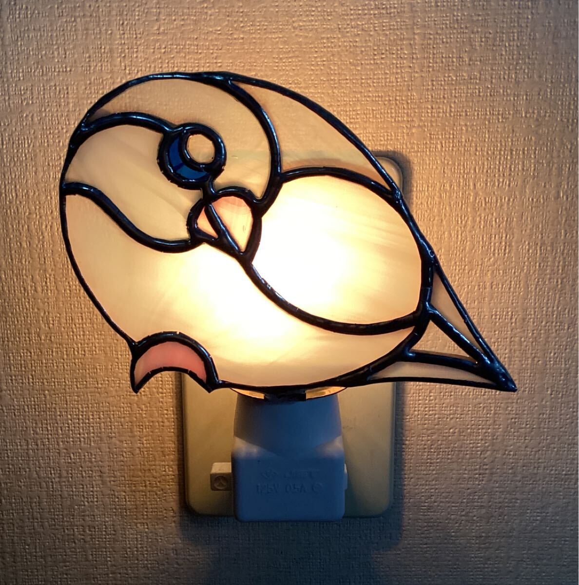 ステンドグラス!!白文鳥のおやすみランプ♪拍卖