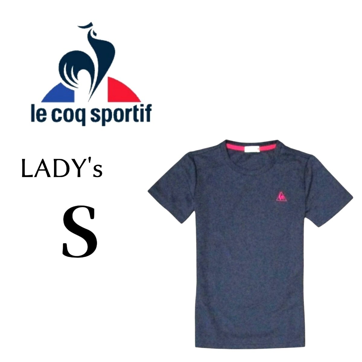 送料込み 美品 レディースSサイズ le coq sportif 半袖プラクティスシャツ navy拍卖