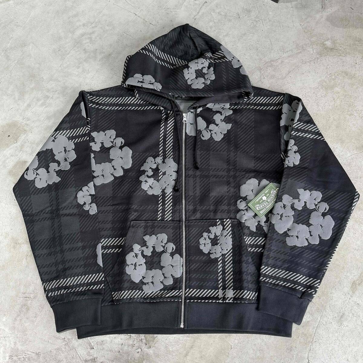 DENIM TEARS PLAID COTTON WREATH ZIP HOODIE SIZE-L デニムティアーズ拍卖