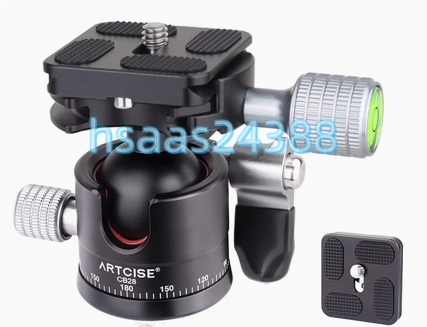 ARTCISE 28mm 低重心 ボール雲台 CNC精密加工 アルミ 360度回転 パノラマパン アルカスイス互換 三脚ヘッド 自由雲台 CB28拍卖