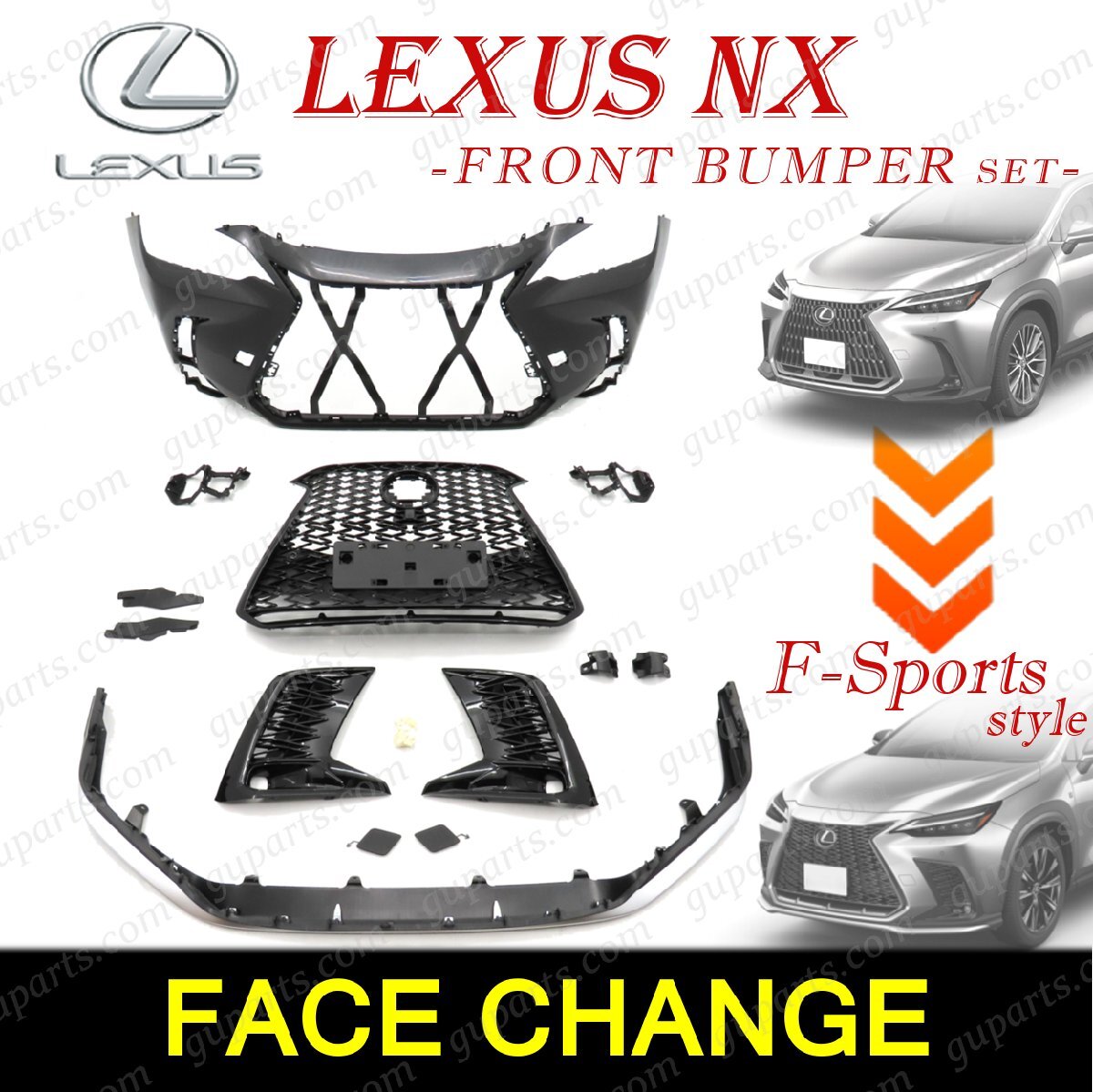 レクサス NX R3.11~ F スポーツ 仕様 フロントバンパー セット フェイスチェンジ NX250 NX350 NX350h NX450h+ TAZA AAZA AAZH 訳あり拍卖
