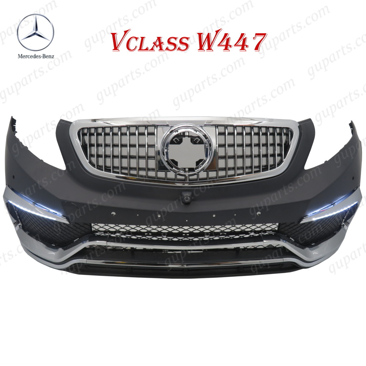ベンツ V クラス W447 V220d 2019~2024 フロント バンパー ラジエーター グリル マフラー パナメリカーナ クローム メッキ LED拍卖