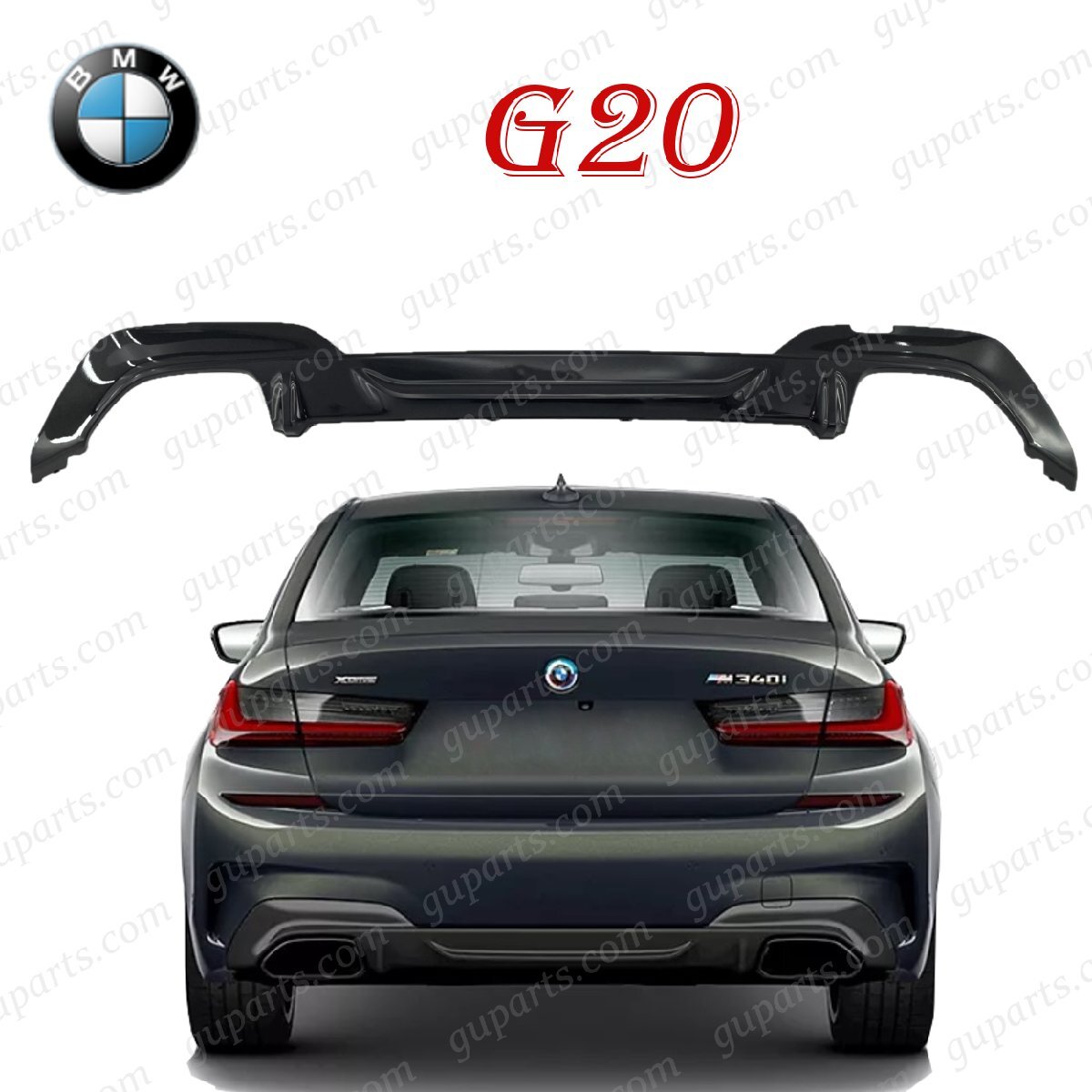 BMW 3 G20 セダン 2019~ M340i xDrive リア バンパー ディフューザー 5U30拍卖