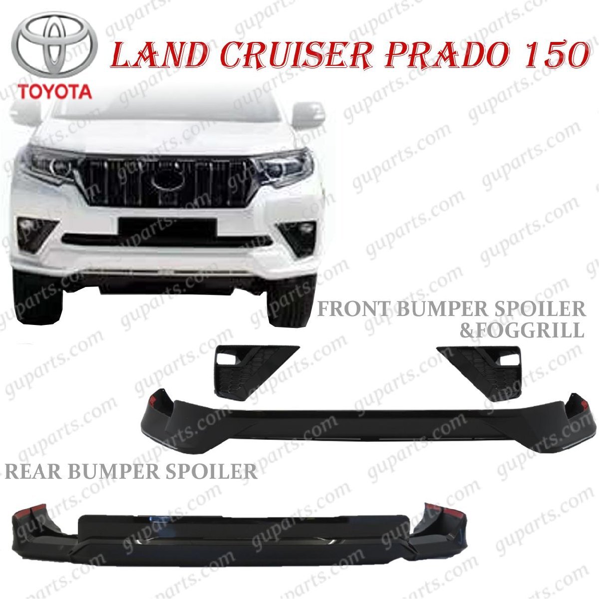ランドクルーザー プラド 150 系 H29.9~ 後期 フロント リア バンパー スポイラー ブラック ブラックエディション拍卖
