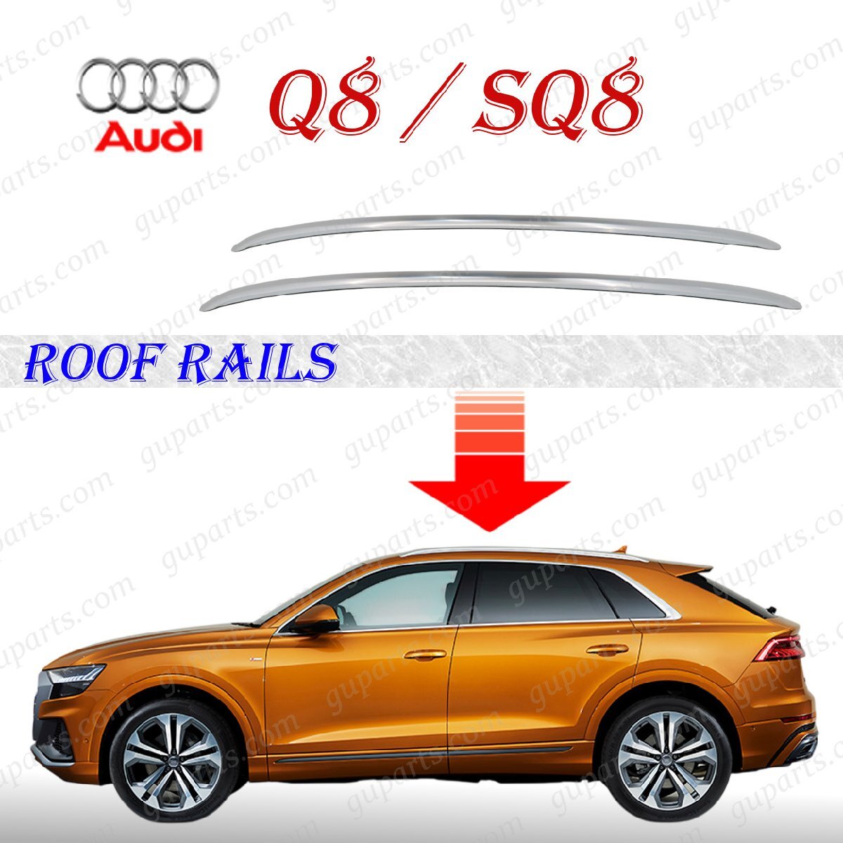アウディ Q8 SQ8 F1系 2019~2024 ルーフレール シルバー F1DCBS F1DCBA F1CVMA F1CVMS F1DWRA拍卖