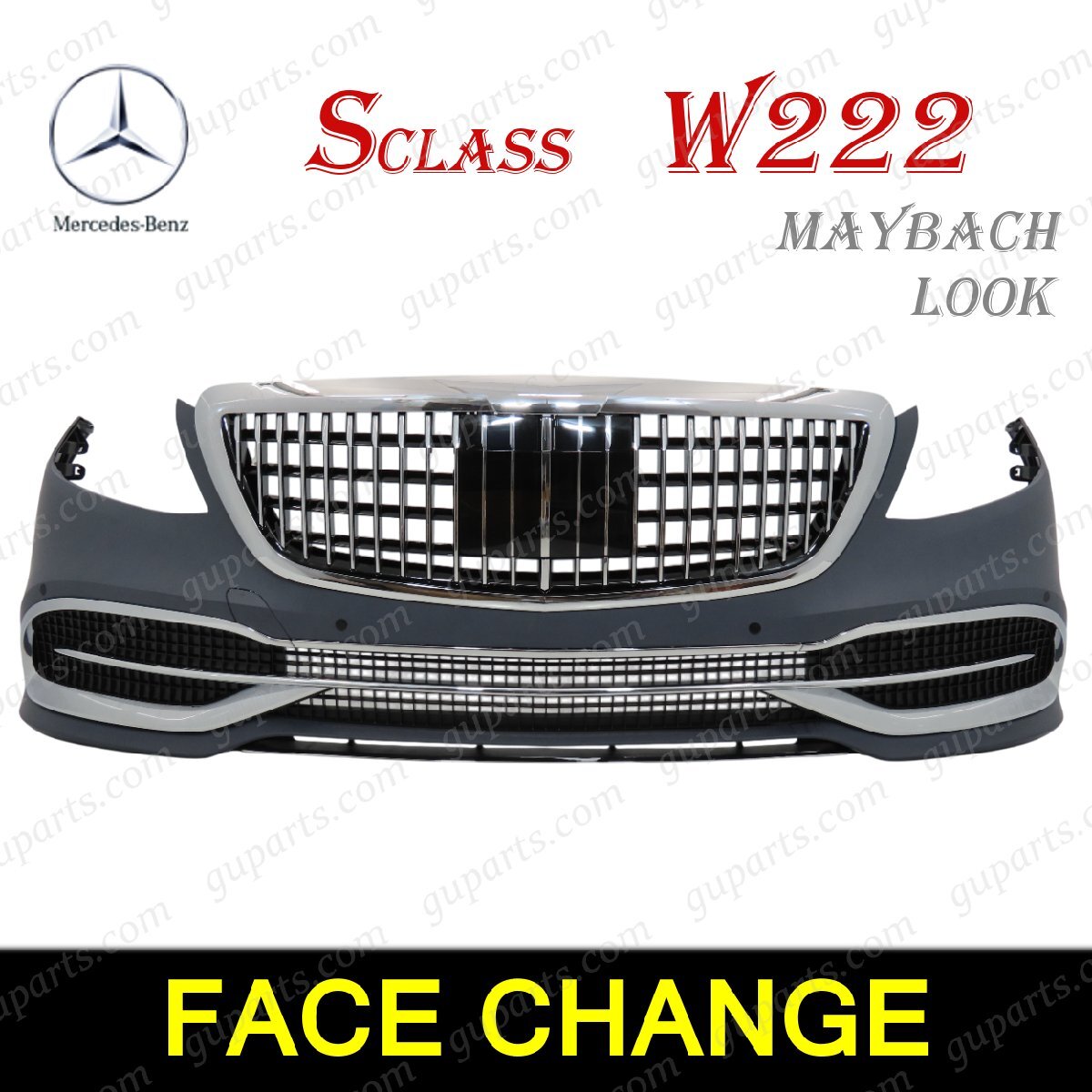 BENZ S W222 ノーマル → マイバッハ フェイス チェンジ フロント バンパー ボディ キット メッキ トリム拍卖