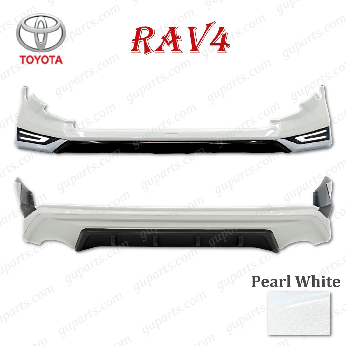 トヨタ RAV4 50系 フロント リア バンパー リップ スポイラー ホワイト エアロ パーツ AXAH52 AXAH54 MXAA54 MXAA52 H31.4~ HV拍卖