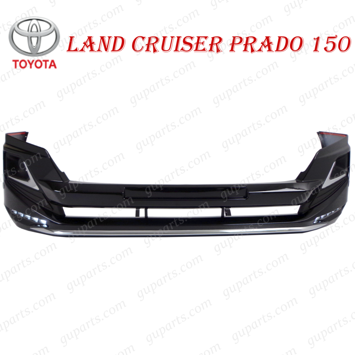 ランド クルーザー プラド 150系 H25.9~H29.9 フロント バンパー ロア リップ スポイラー LED デイ ライト フォグ クローム メッキ 黒拍卖