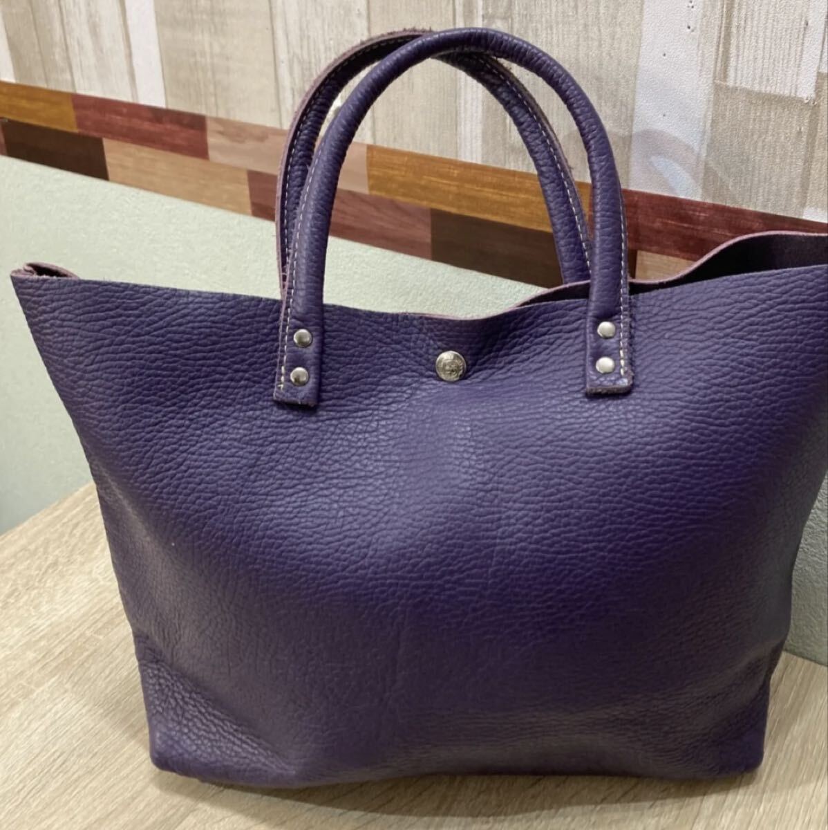 ☆良品 CREAM COMPANY クリームカンパニー レザートートバッグ ハンドバッグ パープル 本革バッグ拍卖