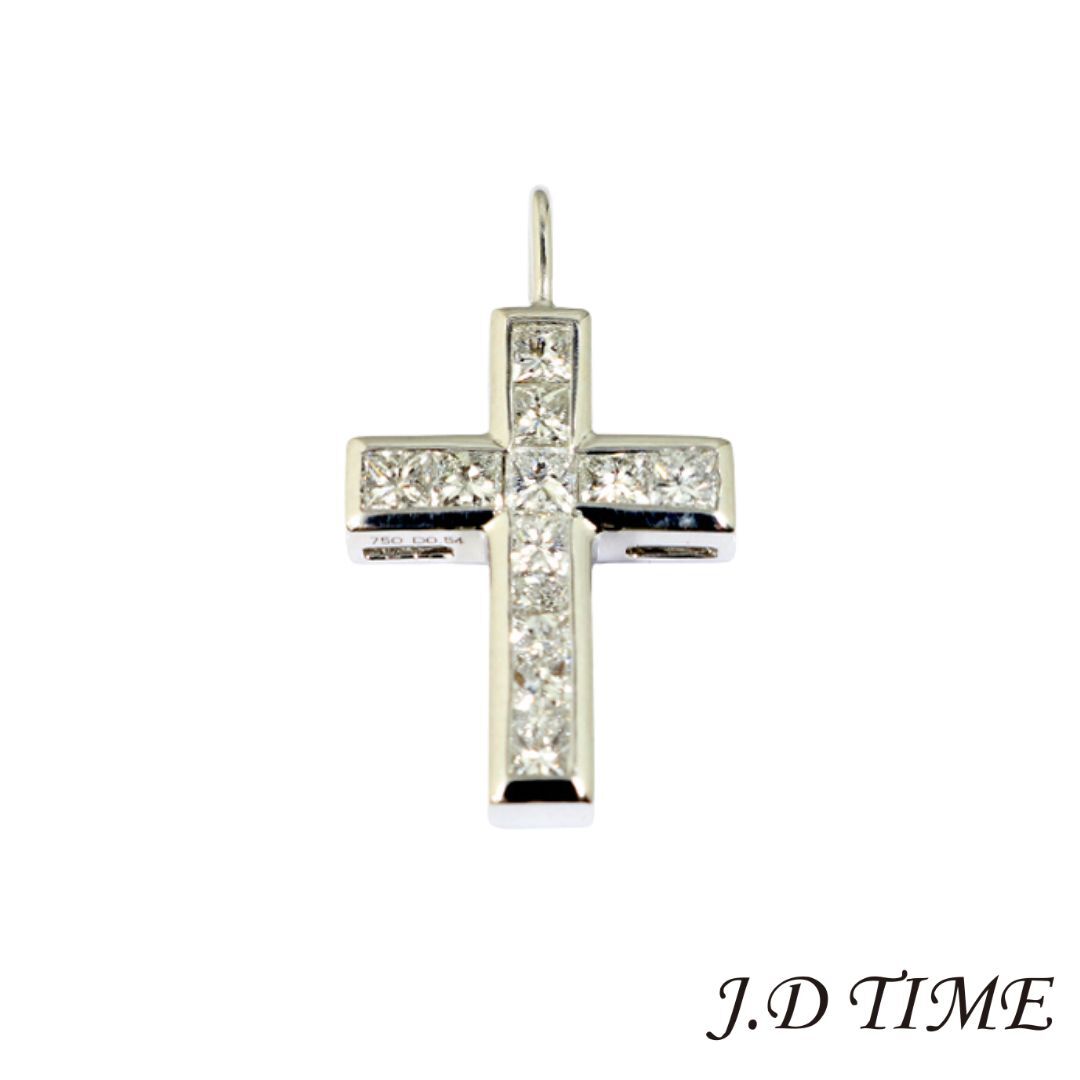 K18WG クロスダイヤモンド ペンダント トップ D0.54ct 【新品】(JD-KIN-1576)拍卖