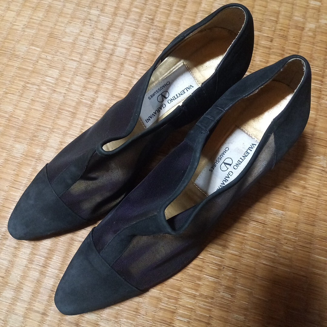 バレンティノガラバーニ パンプス 5 1/2 7cm シースルー メッシュ スウェード VALENTINO GARAVANI 拍卖