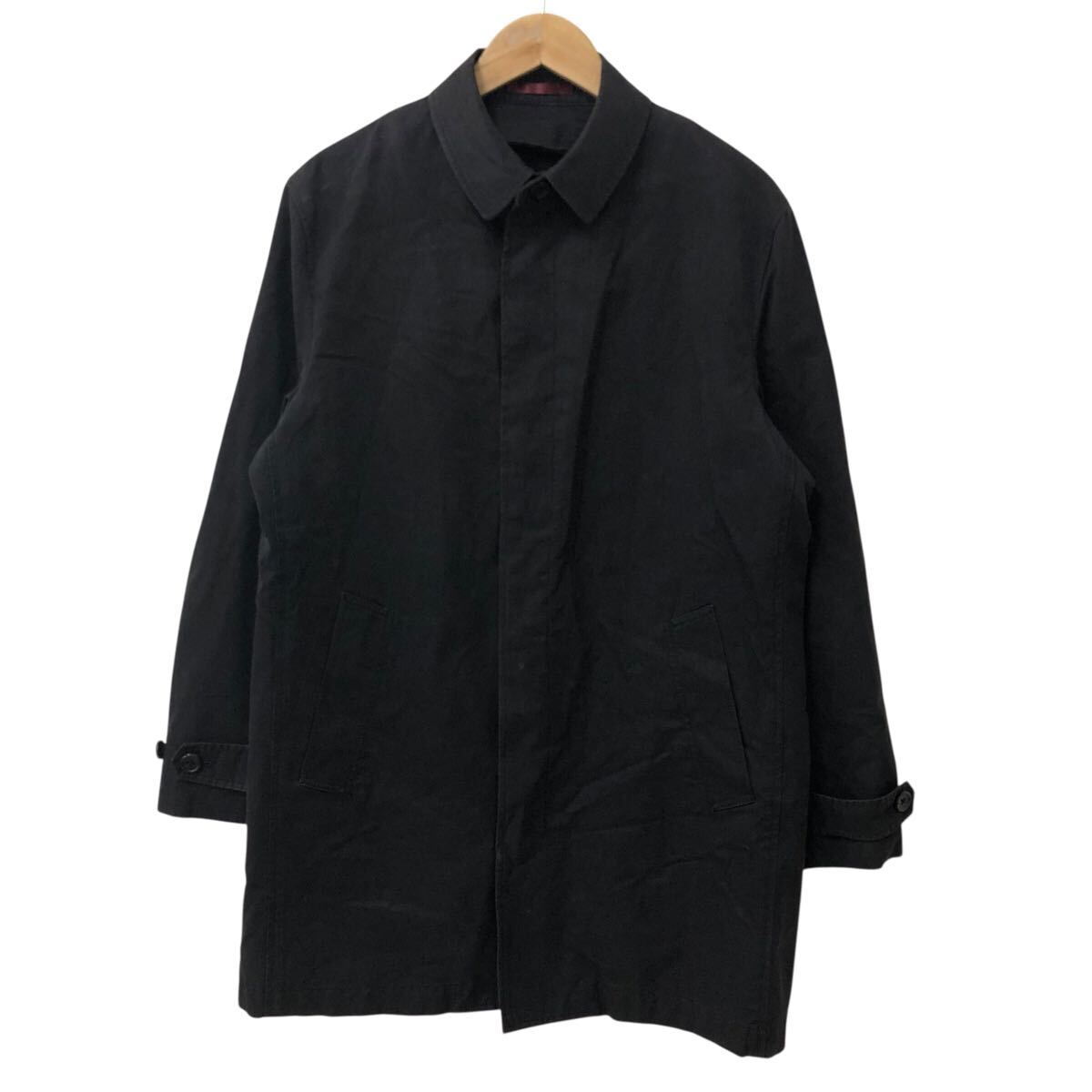 9D635-79 Paul Smith ポールスミス 長袖 メンズ ステンカラーコート コート 上着 羽織り トップス コットン 綿 100% ブラック L2拍卖