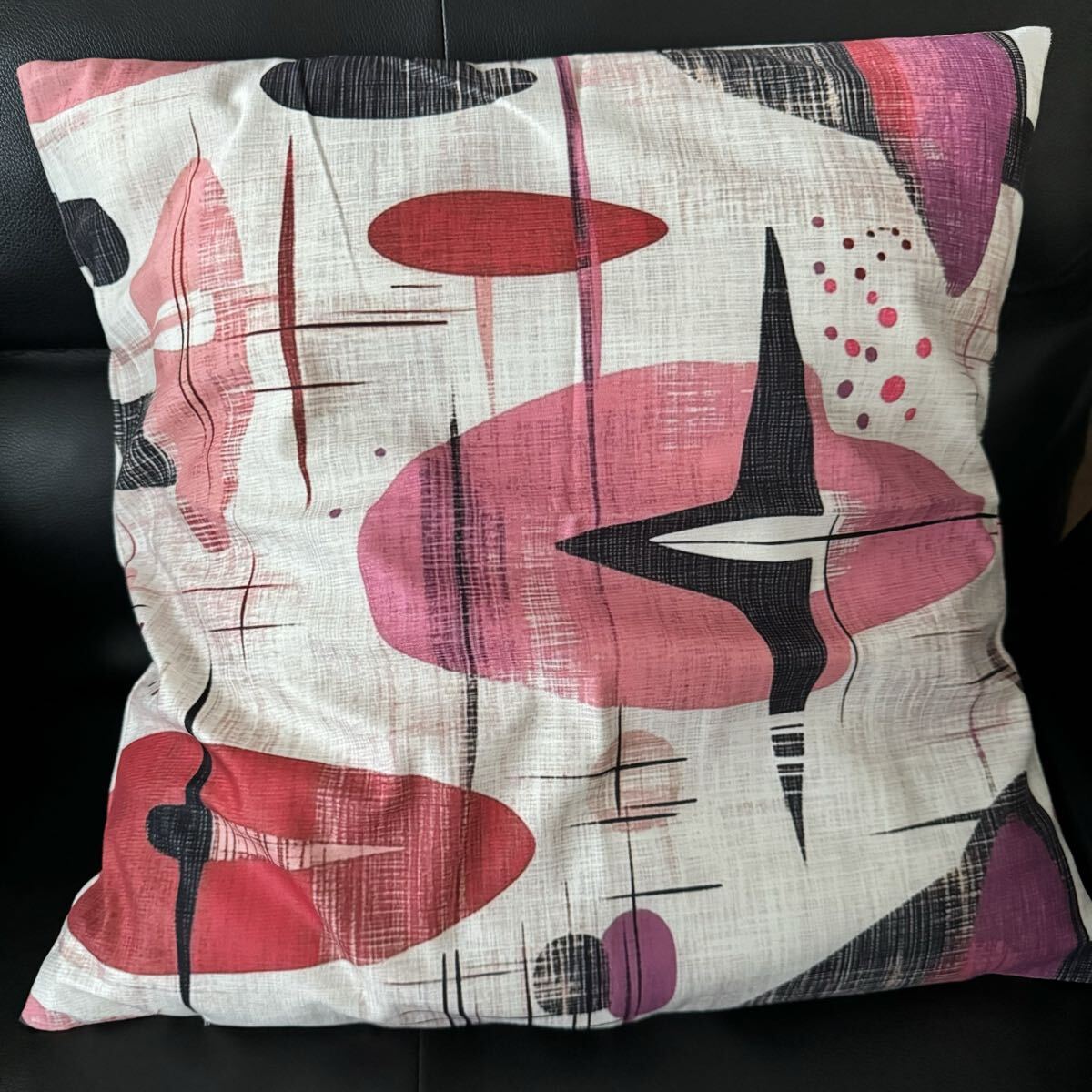 ロカビリー45cmクッションカバー50sミッドセンチュリーブーメラン幾何学レプリカ新品アトミック柄ビンテージ昭和レトロインテリア拍卖