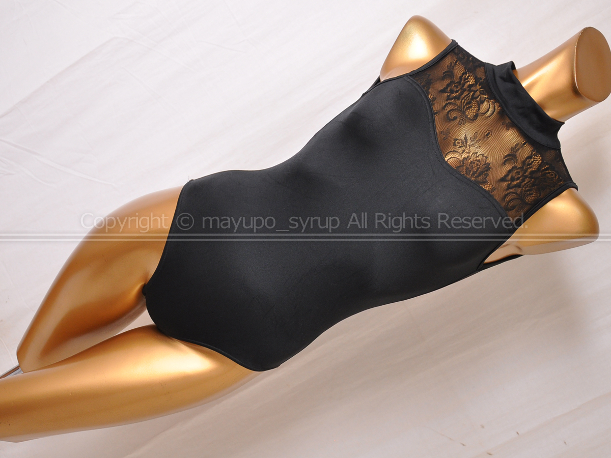 L1287-12★Sayori さより レース切替ハイネックレオタード 黒 150拍卖