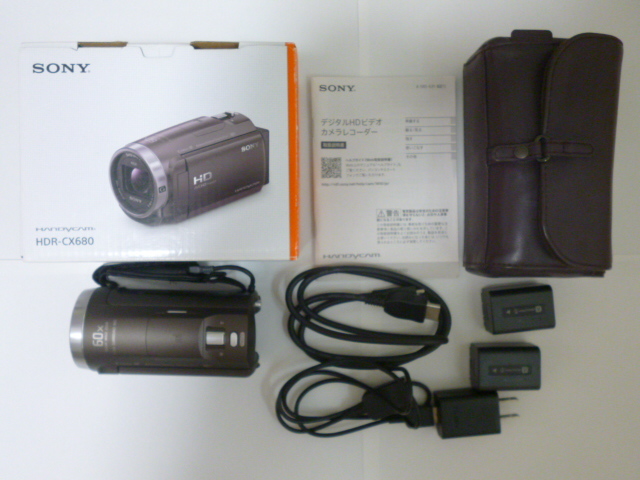 ハンディカム SONY HDR-CX680 付属品一式あり(元箱,ケーブル,バッテリー2個,ソフトケース,ショルダーベルト,説明書拍卖