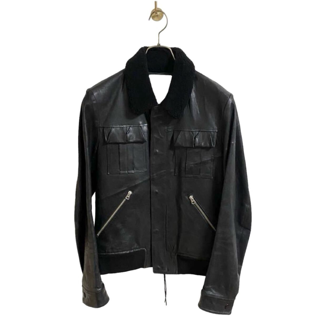 【アンダーカバー UNDERCOVERISM 2010AW Avakareta Life期 襟ムートン ライダース レザー ジャケット ブラック メンズ2 JUN TAKAHASHI】拍卖