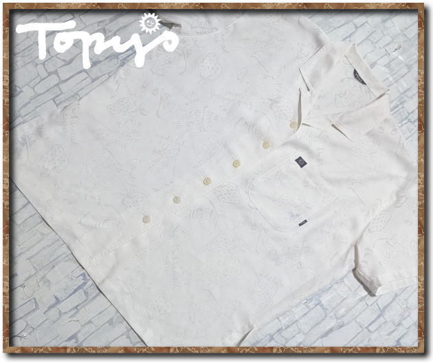 ☆Topys トピィーズ ジャガード半袖シャツ 白☆大きいサイズ拍卖
