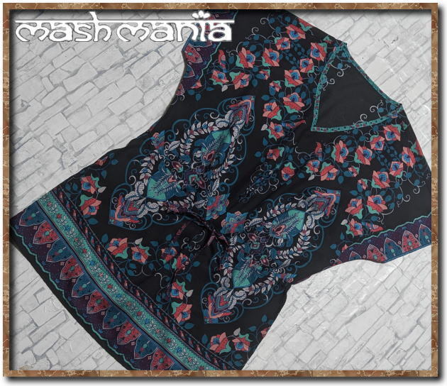 ☆mash mania マッシュマニア プリントブラウスチュニック 黒☆拍卖