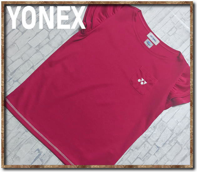 ☆YONEX ヨネックス 刺繍入りTシャツ 濃ピンク☆拍卖